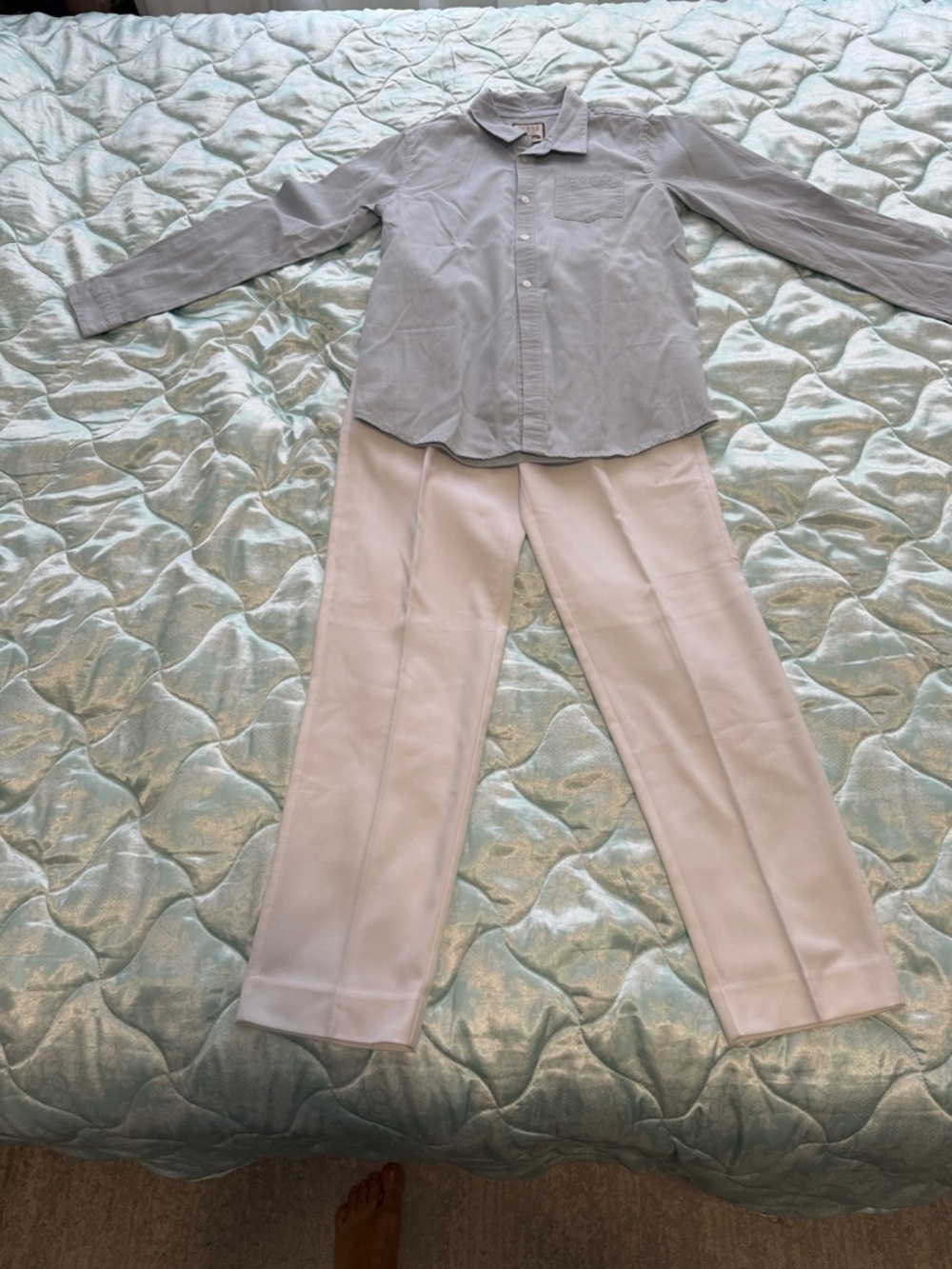 Men's White Knit Drawstring Pants - Picture 2 of 2